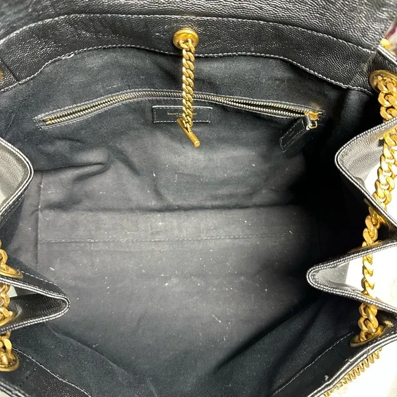 SOLD ❌❌❌ Yves Saint Laurent Black Chevron Shoulder Bag with Gold Chain - Picture 13 of 15